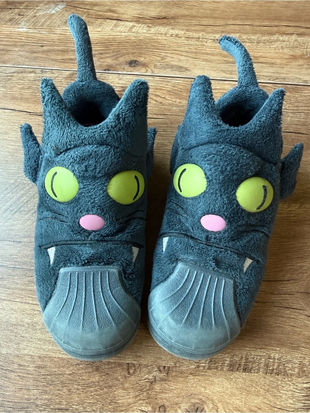 Adidas Kids Snowball Face Plush Slip-On Shoes in Gray, Green, Pink.